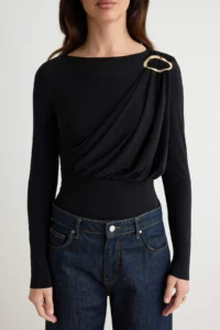 TRENDYOLMİLLA Black Accessory Detailed Long Sleeve snaps Flexible Knitting Bodysuit .D.00005 - Image 4