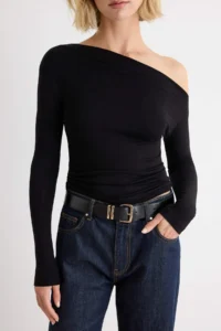 TRENDYOLMİLLA Black-Ecru 2 Sets Paket Plain Fitted Asymmetric Collar LONG Viscose Rib Knitting Blouse - Image 3