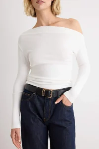 TRENDYOLMİLLA Black-Ecru 2 Sets Paket Plain Fitted Asymmetric Collar LONG Viscose Rib Knitting Blouse - Image 6