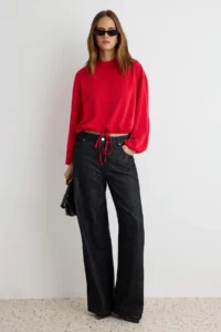TRENDYOLMİLLA Red Ruffle Detailed Weaving Blouse - Image 2