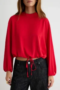 TRENDYOLMİLLA Red Ruffle Detailed Weaving Blouse - Image 3