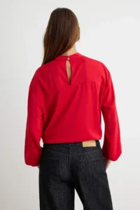 TRENDYOLMİLLA Red Ruffle Detailed Weaving Blouse - Image 4