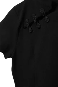 TRENDYOLMİLLA Black Plain Fitted  Collar China buttoned Paper Touch Knitting Blouse - Image 9
