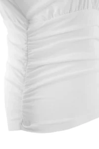TRENDYOLMİLLA Ecru Slogan Detailed Fitted Drop Sleeve Crop/Short Cotton Knitting Blouse - Image 6
