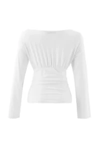 TRENDYOLMİLLA Ecru Slogan Detailed Fitted Drop Sleeve Crop/Short Cotton Knitting Blouse - Image 7