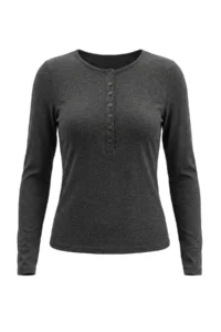 TRENDYOLMİLLA Anthracite Woolly Transparent Crew Neck Half Patch buttoned Knitting Blouse - Image 6