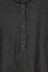TRENDYOLMİLLA Anthracite Woolly Transparent Crew Neck Half Patch buttoned Knitting Blouse - Image 7