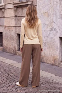 TRENDYOLMİLLA BEIGE Melange Woolly Transparent Crew Neck Half Patch buttoned Knitting Blouse - Image 4