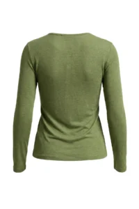 TRENDYOLMİLLA Khaki Woolly Transparent Crew Neck LONG Half Patch buttoned Knitting Blouse - Image 7