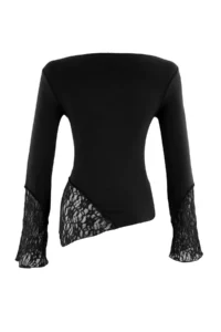 TRENDYOLMİLLA Black Plain Fitted Boat Neck Spanish Arm Lace Detailed Soft Flexible Knitting Blouse - Image 7