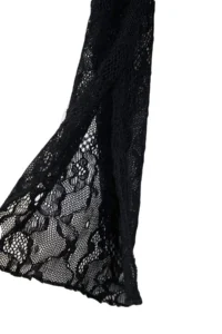 TRENDYOLMİLLA Black Plain Fitted Crew Neck Lace Knitting Blouse - Image 7