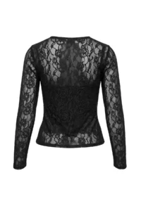 TRENDYOLMİLLA Black Plain Fitted Crew Neck Lace Knitting Blouse - Image 9