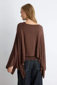 TRENDYOLMİLLA Brown Transparent 2 Sets Boat Neck Sleeve Draped Fake Knitwear Knitting Blouse - Image 5