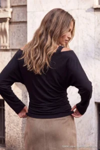 TRENDYOLMİLLA Black 2 Sets Transparent Fitted Asymmetric Collar Double Layer Knitting Blouse - Image 4