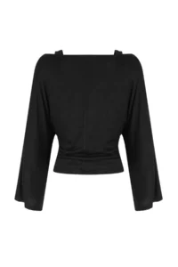 TRENDYOLMİLLA Black 2 Sets Transparent Fitted Asymmetric Collar Double Layer Knitting Blouse - Image 8
