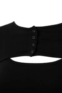 TRENDYOLMİLLA Black Plain Fitted Bolero Accessory Detailed Lycra Jersey Double Layer Knitting Blouse - Image 8
