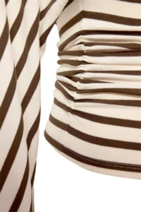 TRENDYOLMİLLA Multicolored Striped Fitted Bat Arm Viscose Rib Knitting Blouse - Image 6