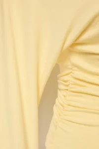 TRENDYOLMİLLA Yellow Plain Fitted Boat Neck Bat Arm Viscose Rib Knitting Blouse - Image 5