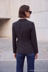 TRENDYOLMİLLA Multicolored Striped Fitted Double breasted Standard Long Sleeve interlock Knitting Blouse - Image 5