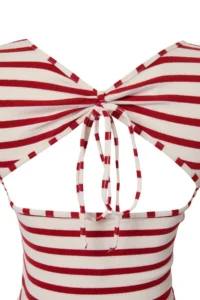 TRENDYOLMİLLA Red Striped Fitted Crew Neck Low-cut back Viscose Rib Knitting Blouse - Image 9