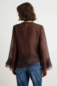 TRENDYOLMİLLA Brown with flywheel Skirt Asymmetric Chic Weaving Blouse - Image 5