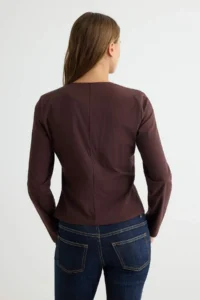 TRENDYOLMİLLA Brown Zipper Detailed Lycra PoplinBlouse - Image 4