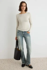 TRENDYOLMİLLA Stone Fitted Low-cut back Boat Neck Knitting Soft Blouse - Image 2