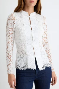 TRENDYOLMİLLA WHITE Ornate buttoned Weaving Lace Blouse - Image 4