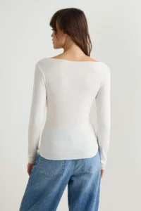 TRENDYOLMİLLA Ecru Transparent Fitted Wacky Collar Draped Fake Knitwear Knitting Blouse - Image 4