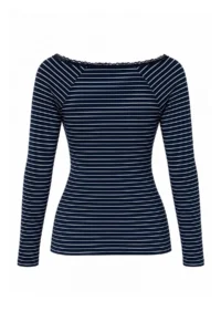 TRENDYOLMİLLA NAVY BLUE Striped Fitted Lace Detailed buttoned Knitting Blouse - Image 10