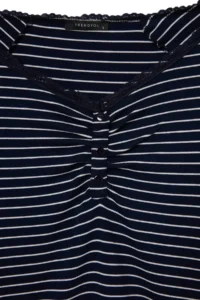 TRENDYOLMİLLA NAVY BLUE Striped Fitted Lace Detailed buttoned Knitting Blouse - Image 9