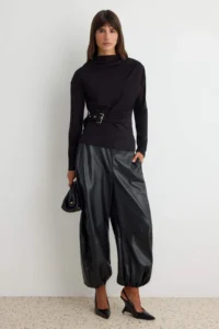 TRENDYOLMİLLA Black High Neck Arched Fitted/Body-Sitting Knitting Blouse - Image 2