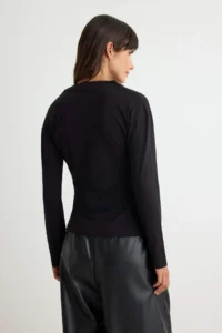 TRENDYOLMİLLA Black High Neck Arched Fitted/Body-Sitting Knitting Blouse - Image 4