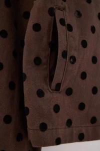 TRENDYOLMİLLA Brown Puantiye Patterned High Neck DENIM Jacket - Image 5