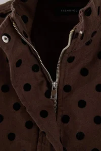 TRENDYOLMİLLA Brown Puantiye Patterned High Neck DENIM Jacket - Image 6