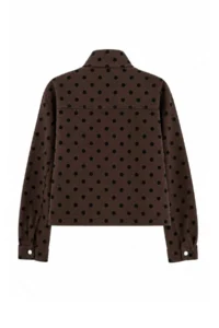 TRENDYOLMİLLA Brown Puantiye Patterned High Neck DENIM Jacket - Image 7