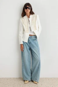 TRENDYOLMİLLA WHITE Embroidered Weaving Jacket - Image 2