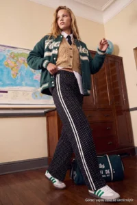 TRENDYOLMİLLA Black Polka Dot Striped Wideleg/Wide Leg Waist Laced Knitting Sweatpants - Image 4