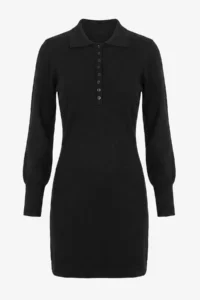 TRENDYOLMİLLA Black padded Premium Thread/Special Thread Knit Dress - Image 5