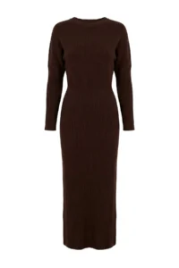 TRENDYOLMİLLA Brown Wide Pattern Maxi Length Knit Dress - Image 5