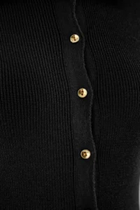 TRENDYOLMİLLA Black Maxi Length Ribbed Knitwear Cotton Dress - Image 6