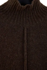 TRENDYOLMİLLA Brown High Neck Stitch Detailed Bat Arm Knit Dress - Image 6