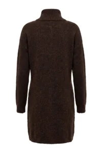 TRENDYOLMİLLA Brown High Neck Stitch Detailed Bat Arm Knit Dress - Image 8