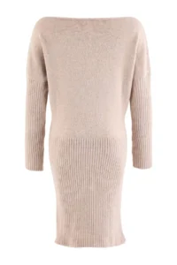 TRENDYOLMİLLA Beige Boat Neck Drop Sleeve Mini Length Knit Dress - Image 11