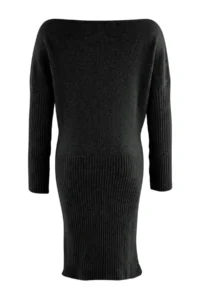 TRENDYOLMİLLA Black Boat Neck Drop Sleeve Mini Length Knit Dress - Image 10