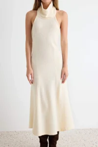 TRENDYOLMİLLA Ecru Soft textured High Neck Sleeveless Knit Dress - Image 3