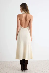 TRENDYOLMİLLA Ecru Soft textured High Neck Sleeveless Knit Dress - Image 4
