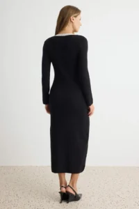 TRENDYOLMİLLA Black Lace Detailed bodycone Knit Dress - Image 4