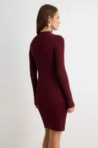 TRENDYOLMİLLA Burgundy Basic Bodysuit hugging Formda Plain Short / Mini Knit Dress - Image 4