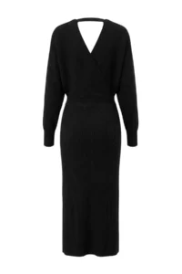 TRENDYOLMİLLA Black Double breasted Belt Detailed bodycone Plain Maxi Knit Dress - Image 4